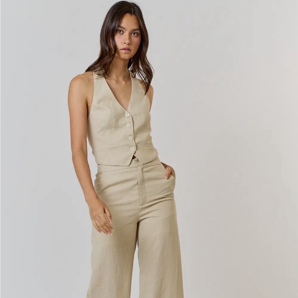 One peace linen halter vest wide leg jumper